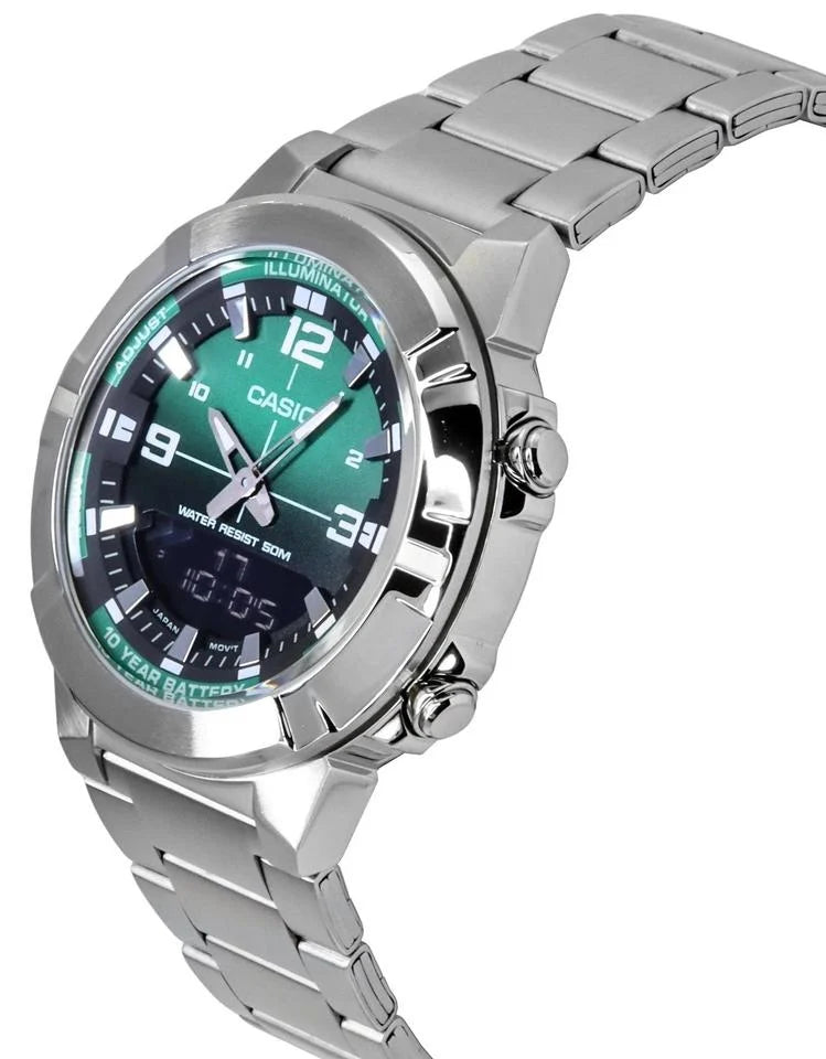Casio Men’s Stainless Steel Watch – Green Dial