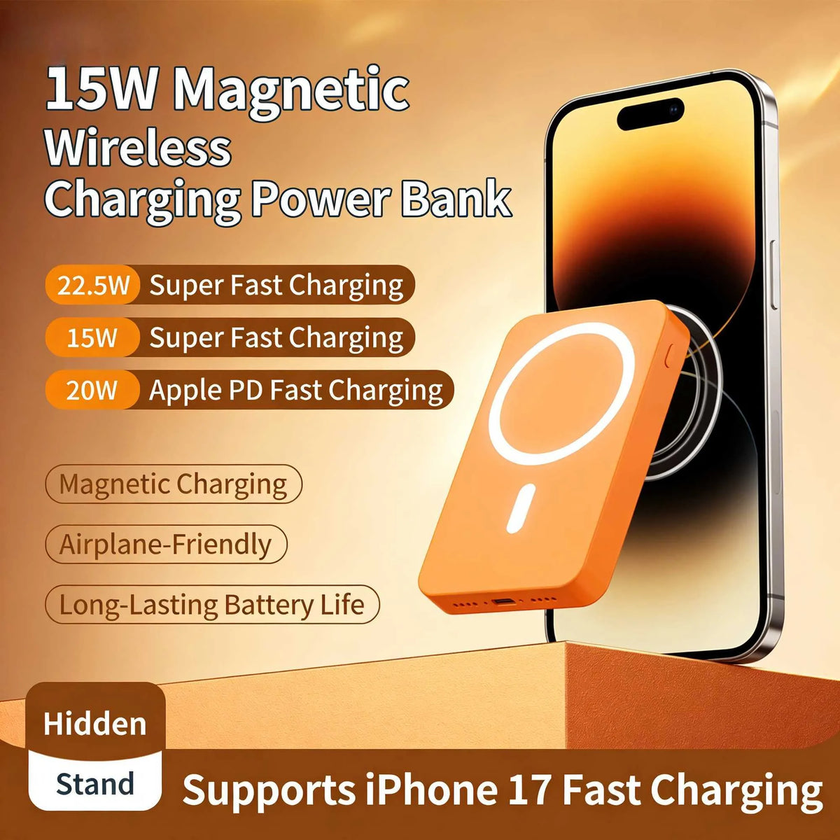Wireless Magnetic Charging Power Bank – 10,000mAh