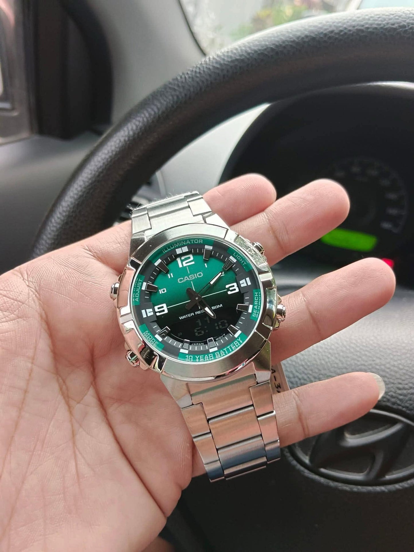 Casio Men’s Stainless Steel Watch – Green Dial