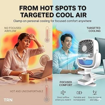 🌬️ Portable Clip-On Rechargeable Fan with Mist Spray