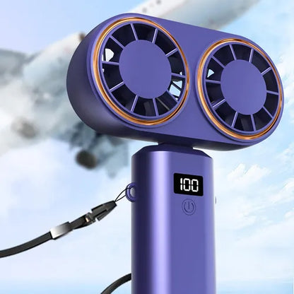🔥 Rechargeable Dual Turbo Handheld Fan – Cool Air Anywhere! 🔥