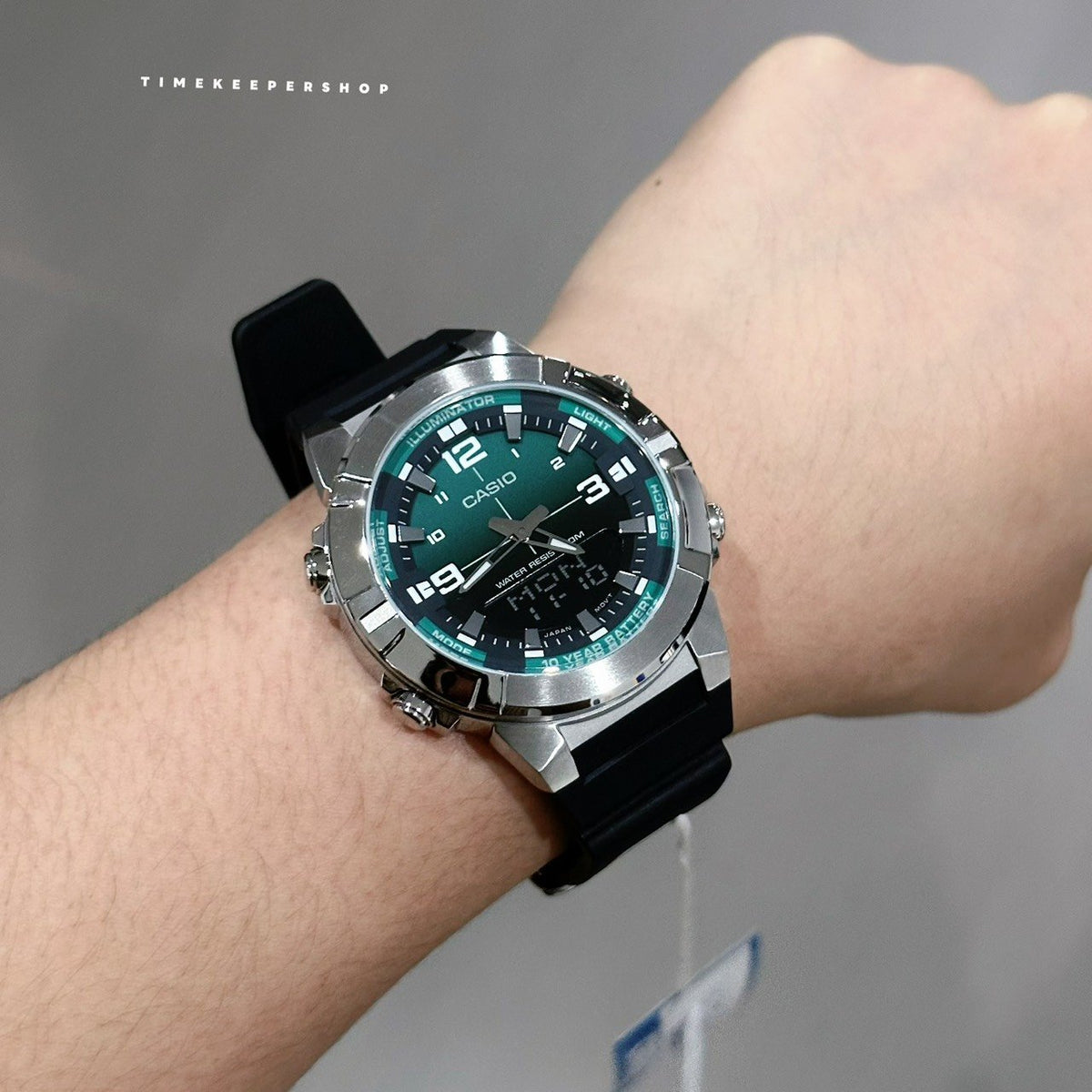 Casio Men’s Stainless Steel Watch – Green Dial