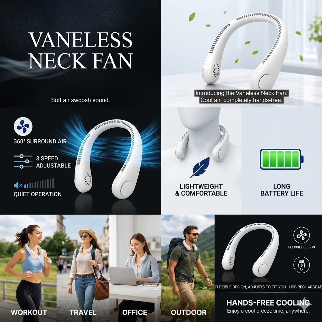 Portable Rechargeable Neck Fan