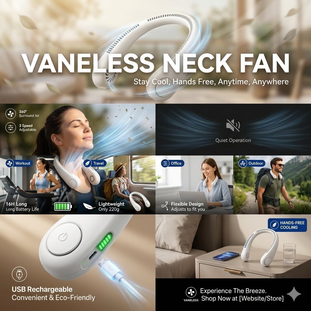 Portable Rechargeable Neck Fan