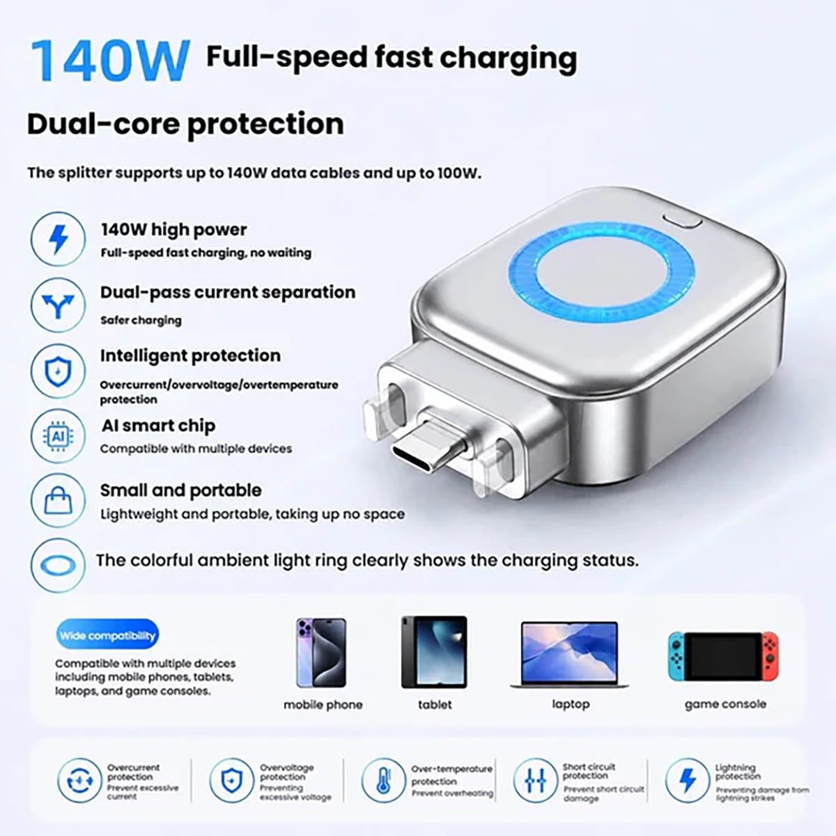 ⚡ Auto Eject Magnetic Fast Charging Adapter