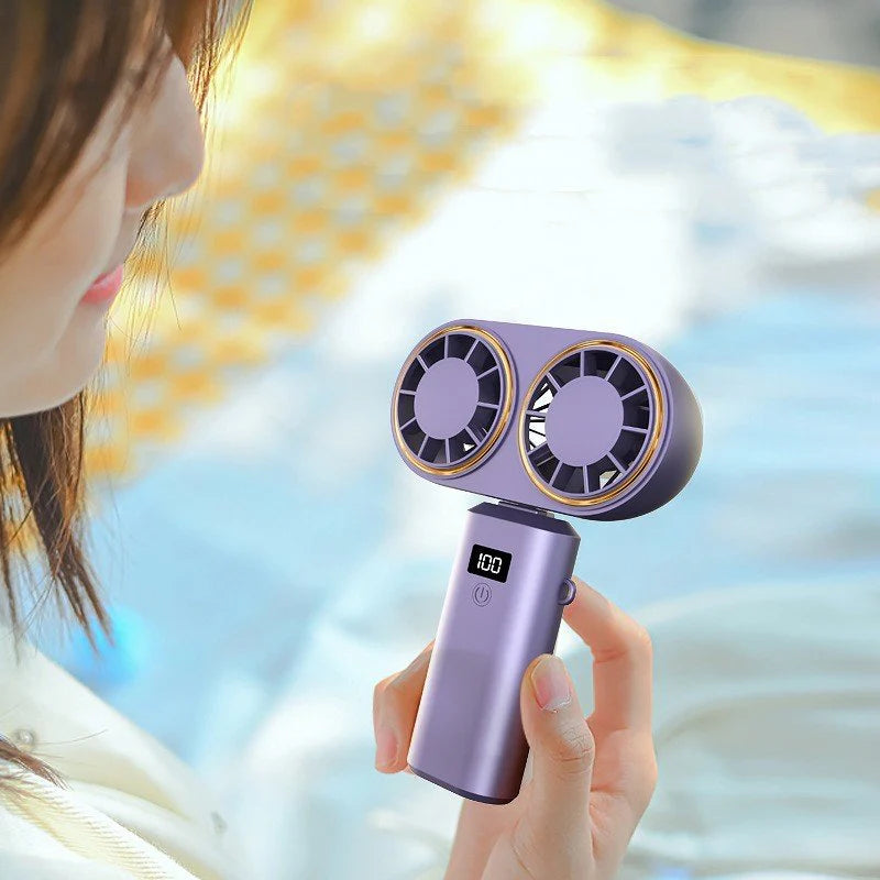 🔥 Rechargeable Dual Turbo Handheld Fan – Cool Air Anywhere! 🔥