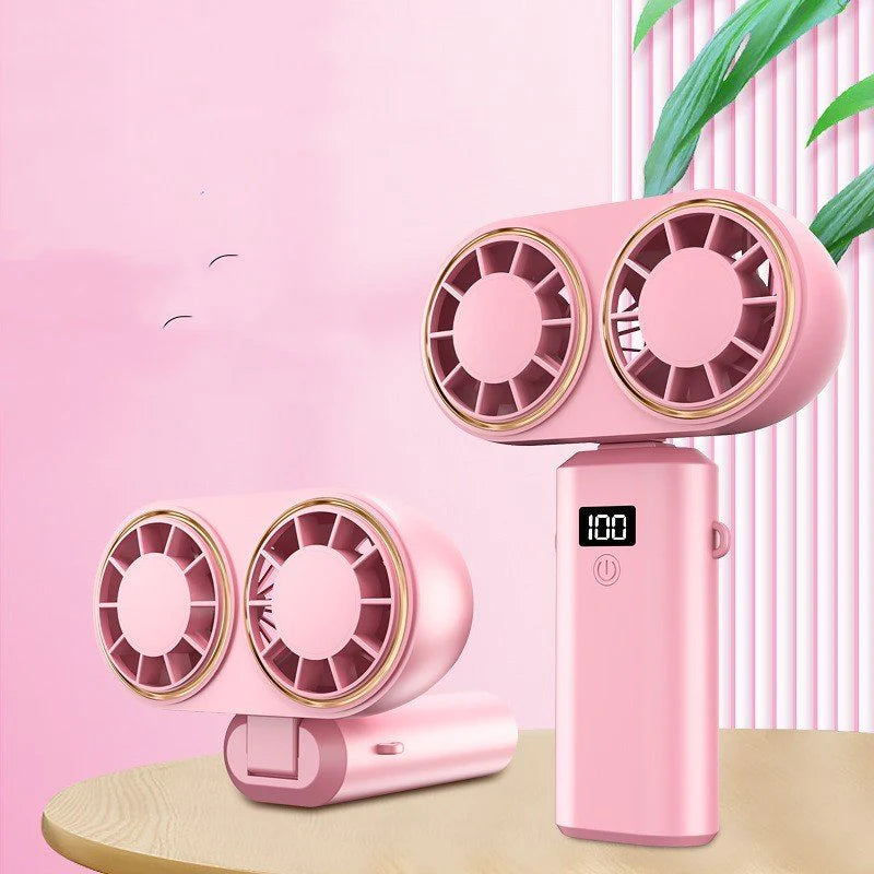 🔥 Rechargeable Dual Turbo Handheld Fan – Cool Air Anywhere! 🔥